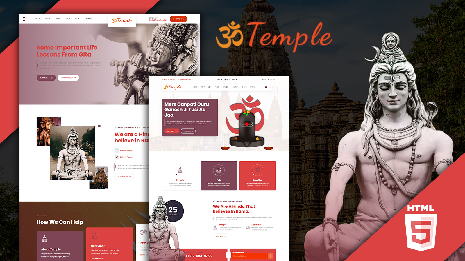Temple Hindu Mandir Religious HTML5 Website Template