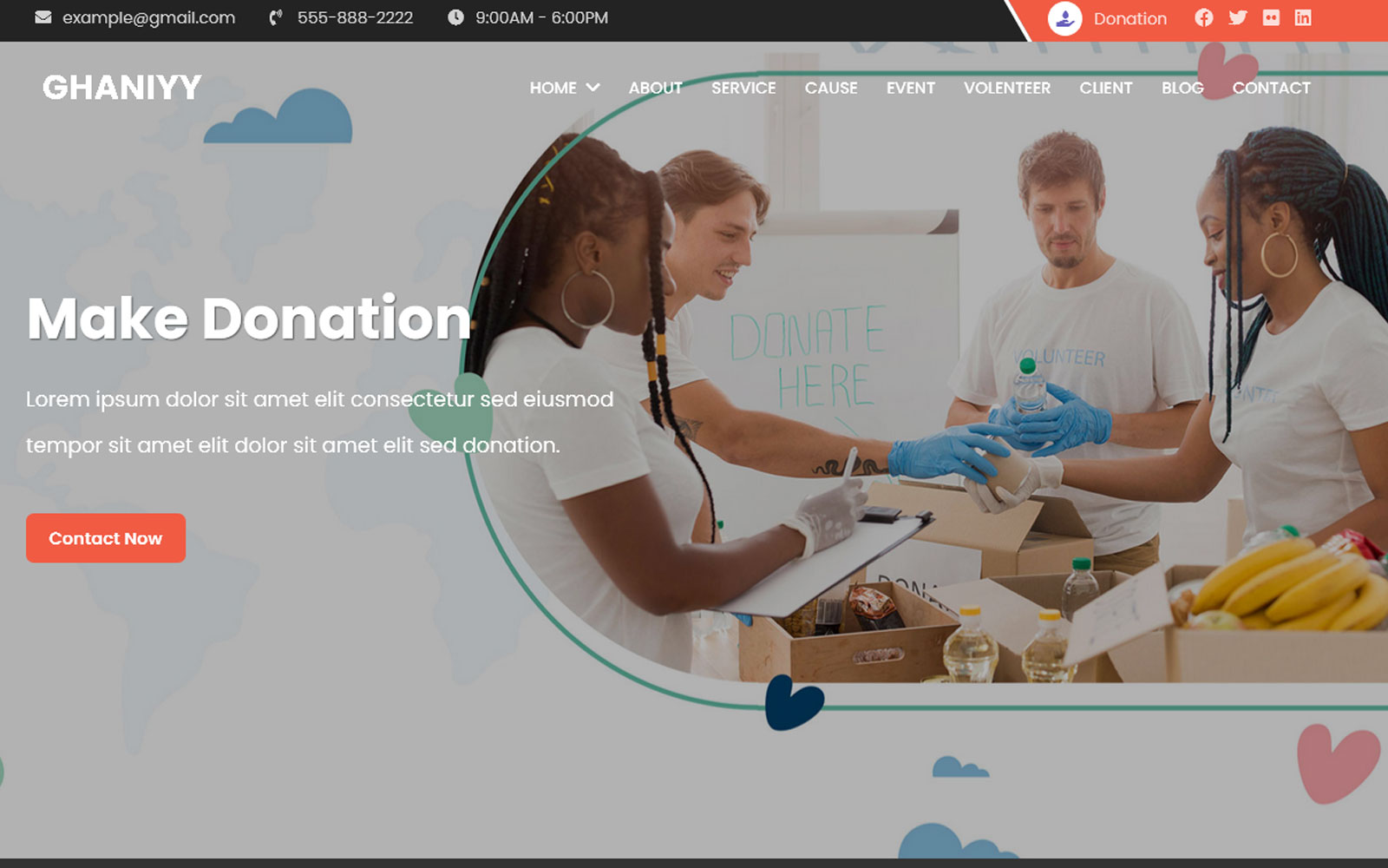 Ghaniyy - Charity & Donation One Page HTML Landing Page Template