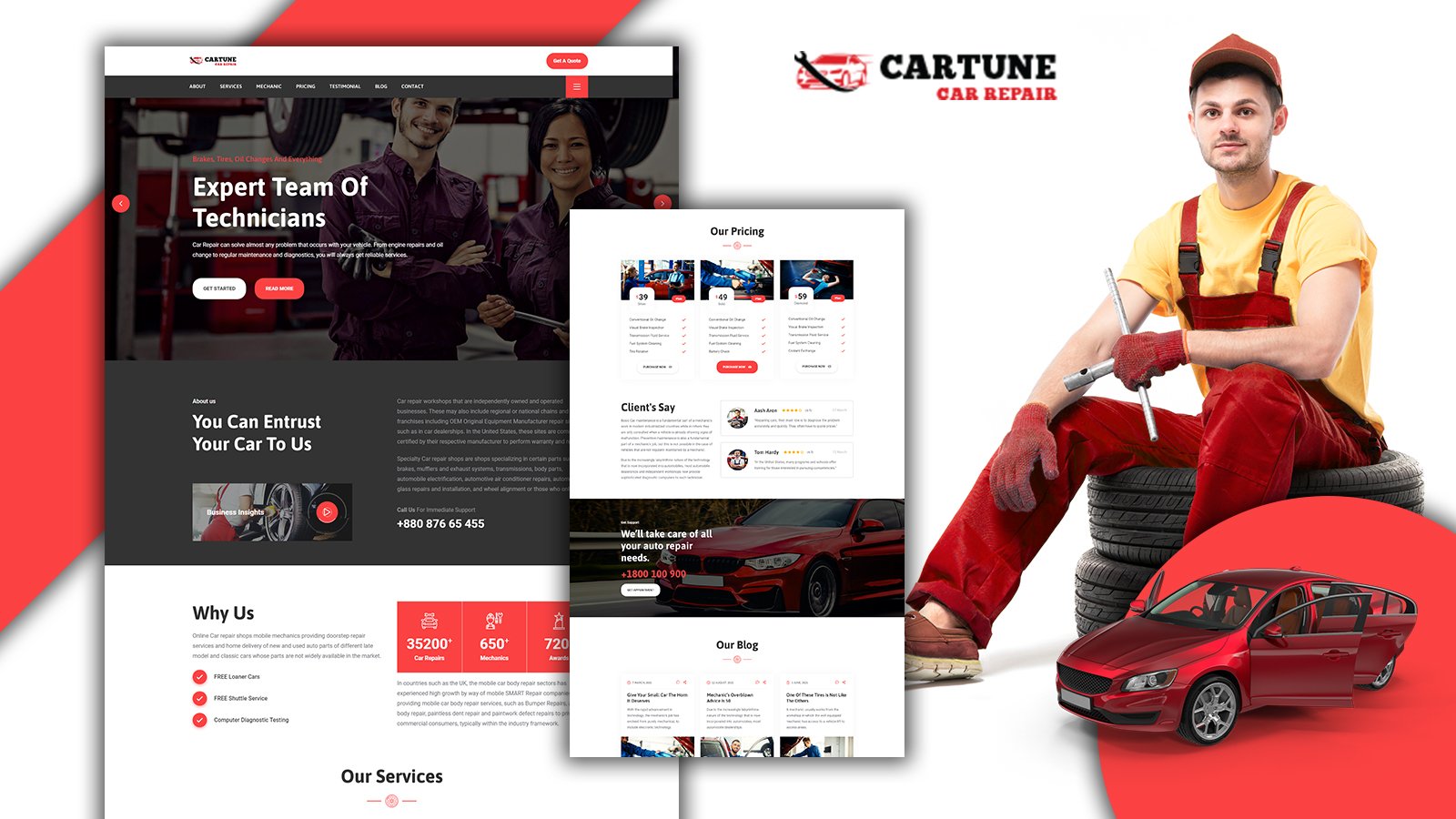 Cartune Car Repair Services Landing Page HTML5 Template