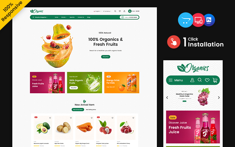 Organic – Food and Drink Multipurpose Responsive OpenCart Store