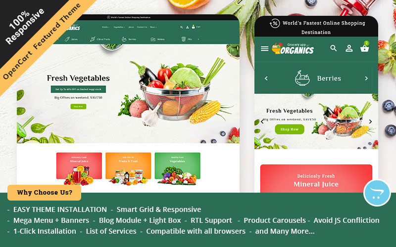 Organic  Opencart Responsive Theme for Online Grocery Store