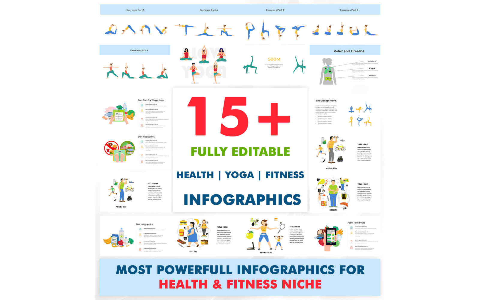 15+ Fully Editable Health & Yoga Powerpoint Presentation Infographics Templates