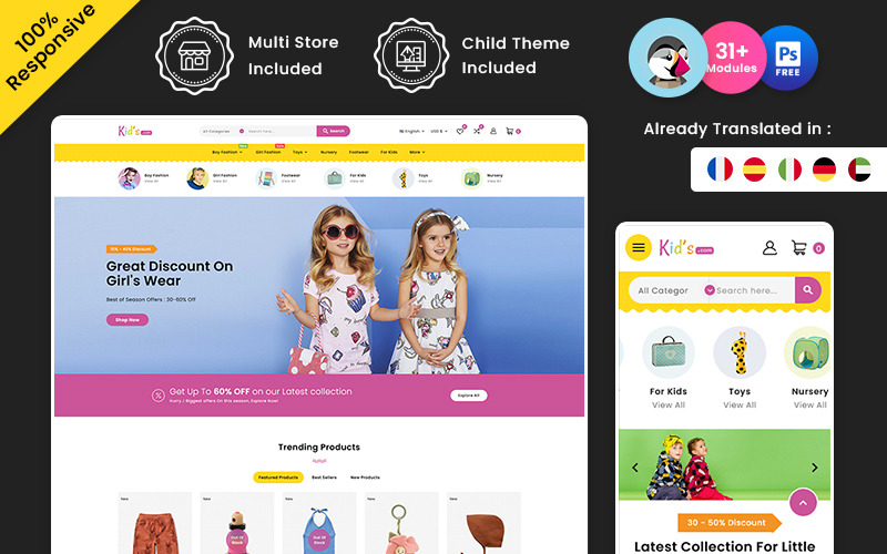 Kids Store – Kids Fashion and Toys Multipurpose Store Prestashop Store