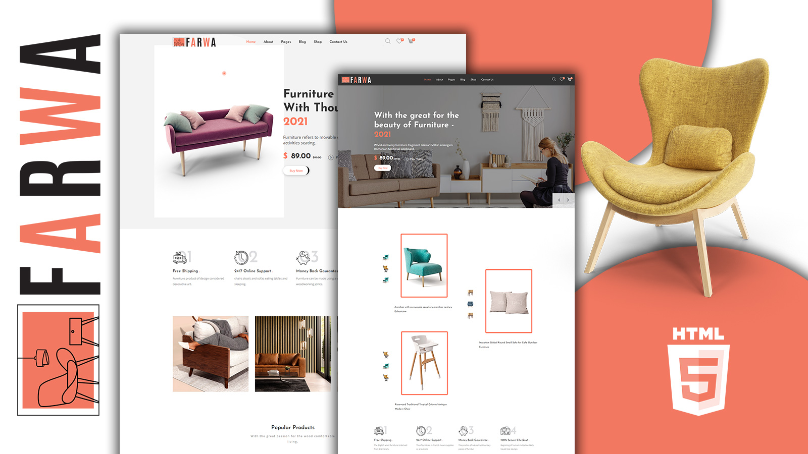 Farwa Modern Furniture Store HTML5 Website Template