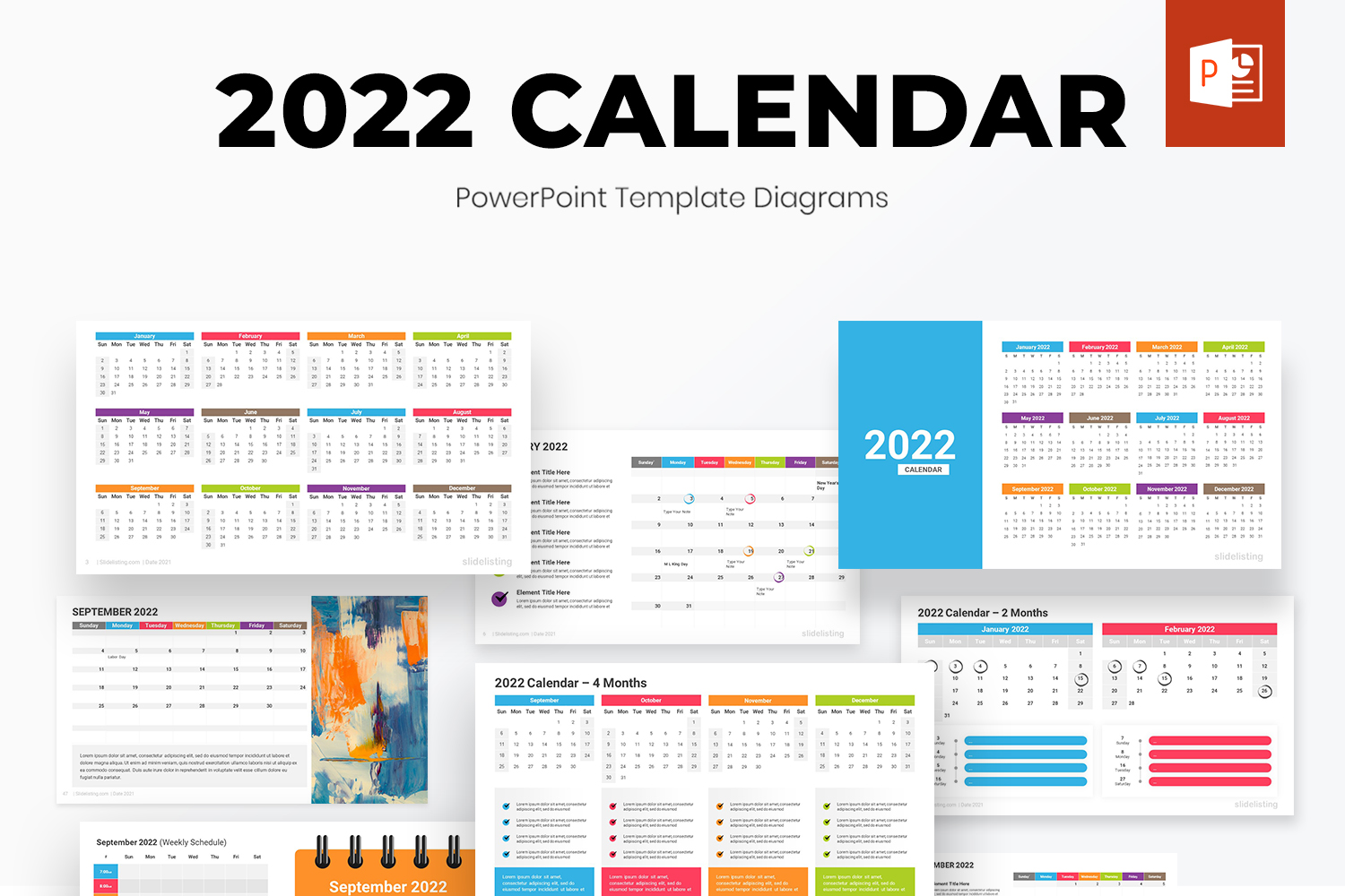 2022 Calendar PowerPoint Template Diagrams