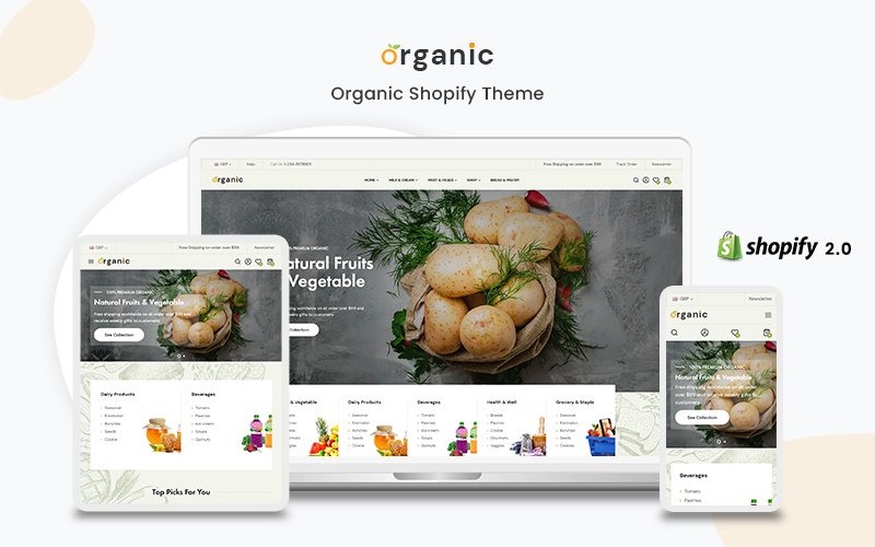 Organic- The Vegetables, Organic Food and Supermarket Shopify Theme