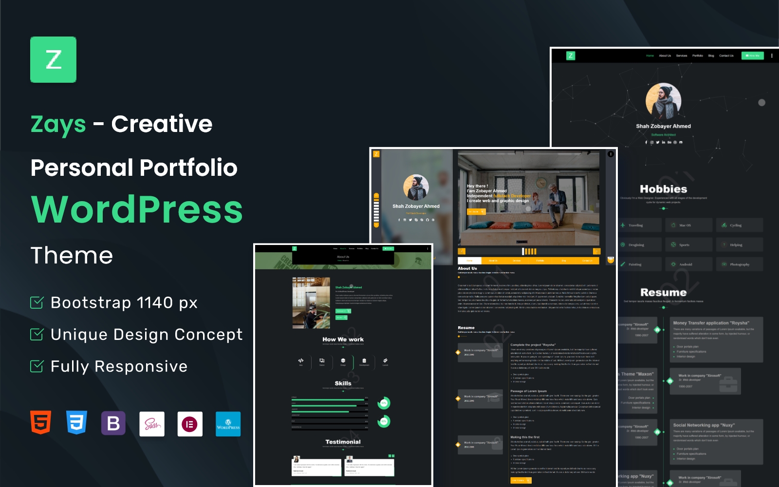 Zays - Creative Personal Portfolio WordPress Theme