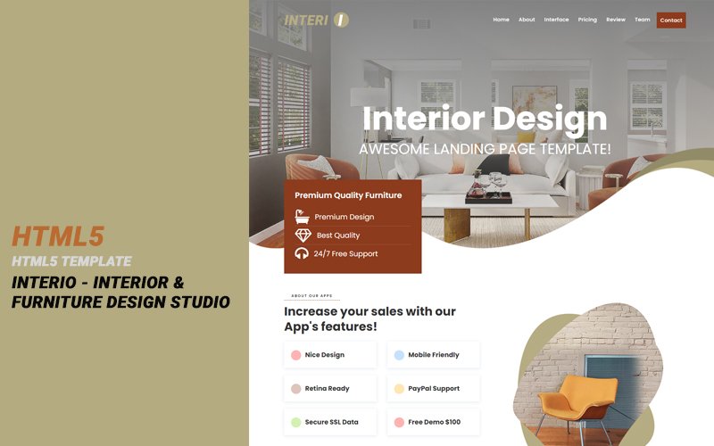 Interio - Interior & Furniture Design Studio Landing Page Template