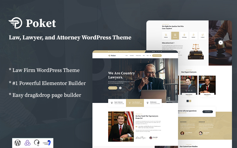 Poket -  Lawyer And Attorney Responsive WordPress Theme.