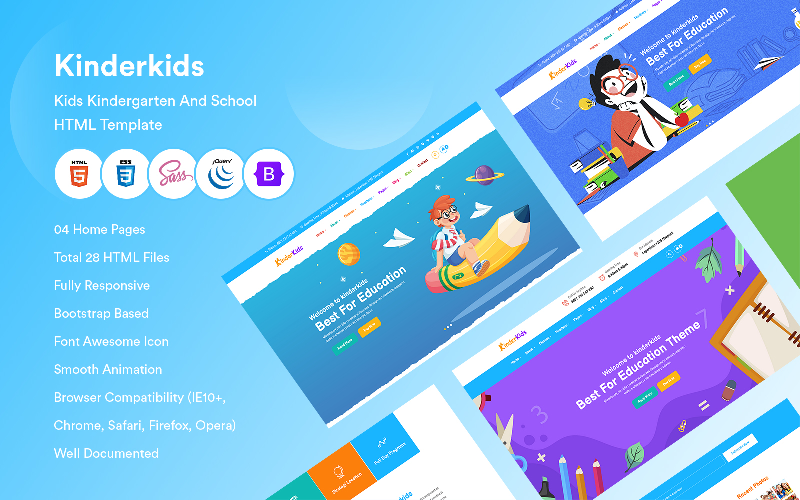 Kinderkids - Kids Kindergarten And School HTML Template