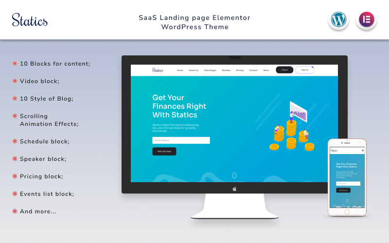Statics - SaaS Landing page Elementor WordPress Theme