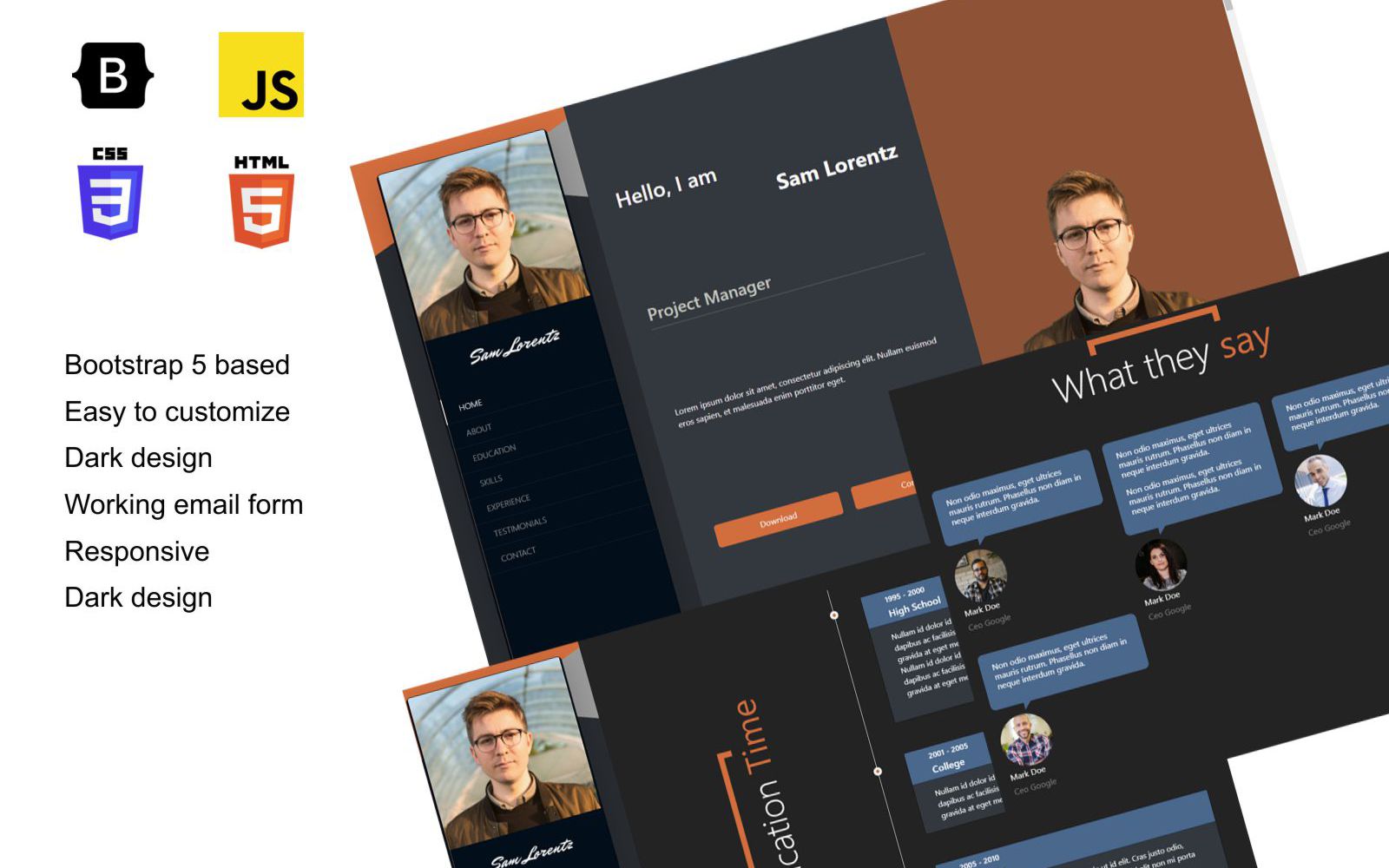 Web Page Template For On Line Vcard Resume