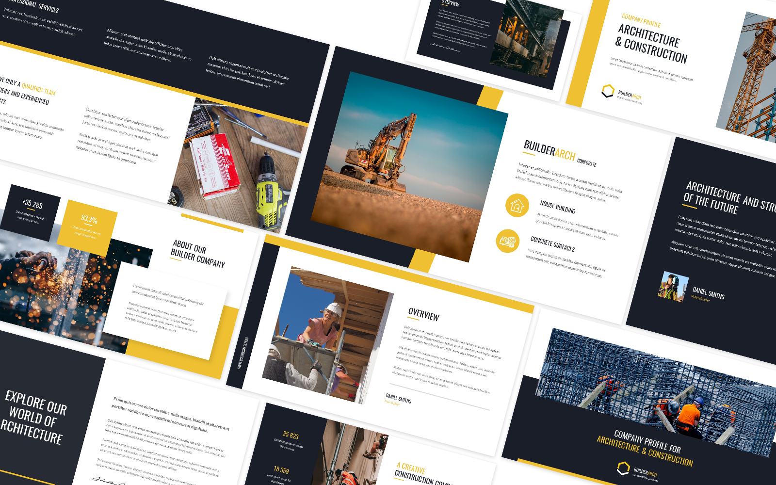 Builder Arch Construction Company Profile Powerpoint Template