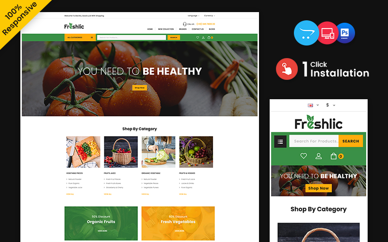 Freshlic - Food and Restaurant Multipurpose Responsive OpenCart store
