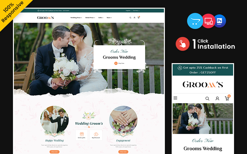 Grooms - Wedding Wear, Clothes, Accessories OpenCart Theme