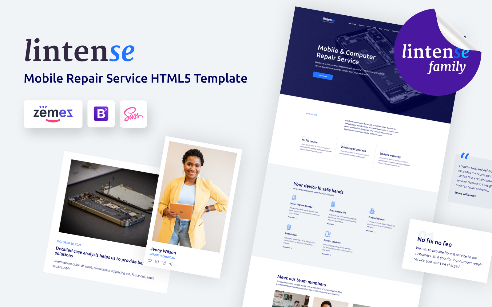 Lintense - Smartphone Repair Company Landing Page Template