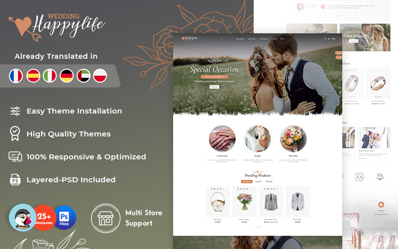 HappyLife Wedding Best of PrestaShop Conversation-friendly Theme