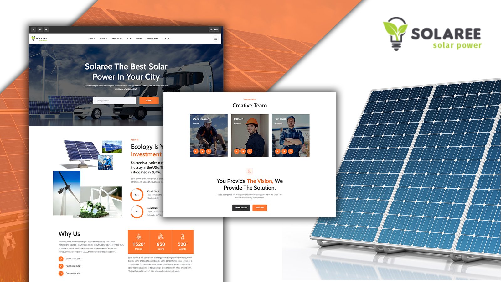 Powar-Solaree Wind & Solar Energy Landing Page WordPress Theme