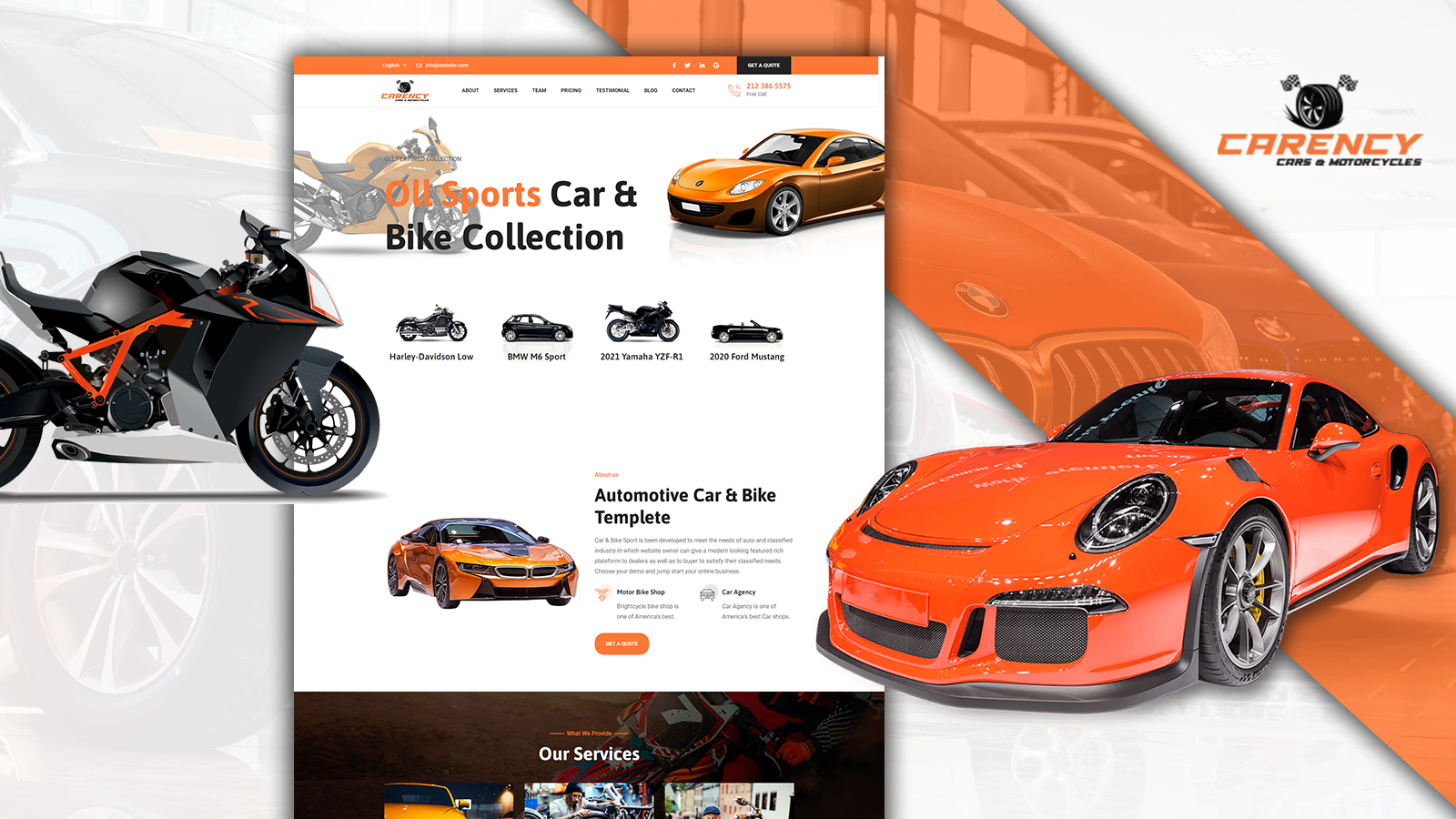 Powar-Carency Car And Automobile Showroom One Page WordPress Theme