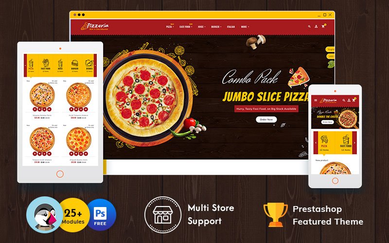 Pizzeria - Restaurant / Cafe / Bistro / Fast Food eCommerce PrestaShop Theme