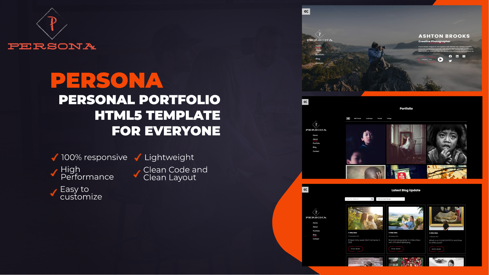 Persona - Professional photography Portfolio Website Template