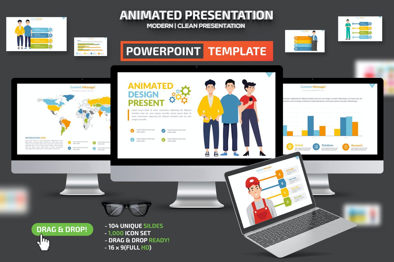 104 Animated Powerpoint Presentation Template
