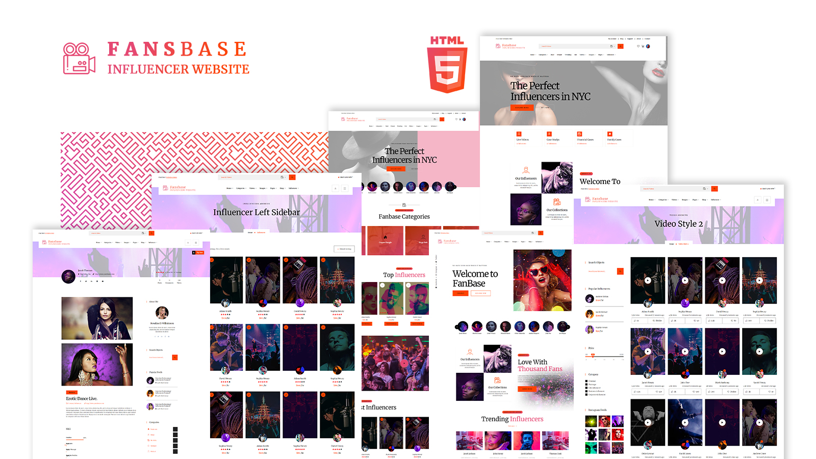Fansbase Influencer Social Hub HTML5 website Template