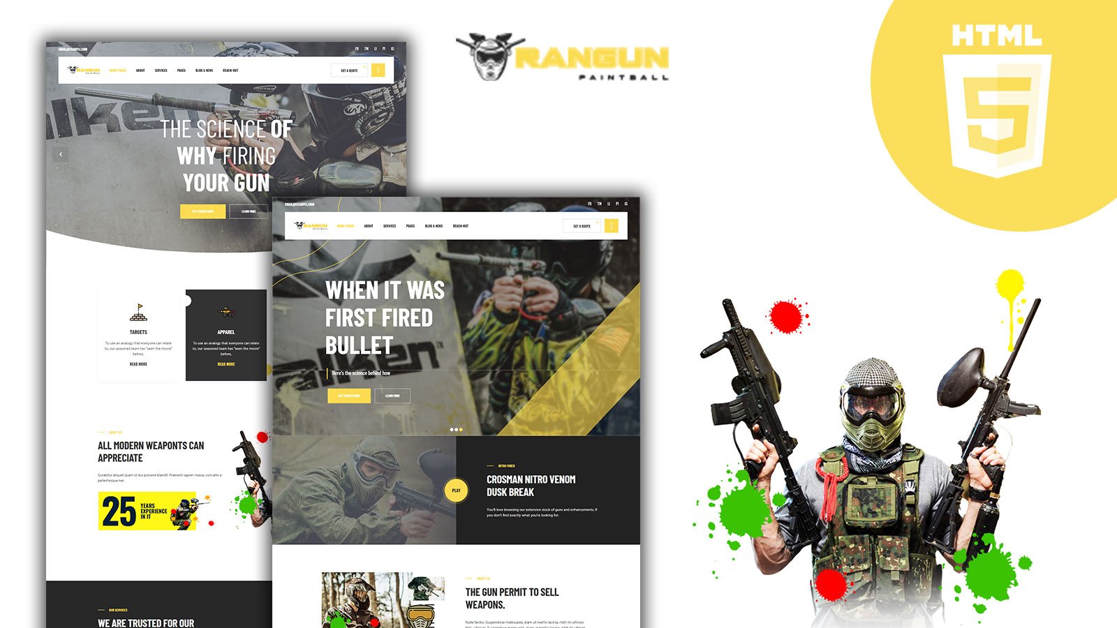 Rangun Air Soft Paintball Extreme Sports Club HTML5 Website Template