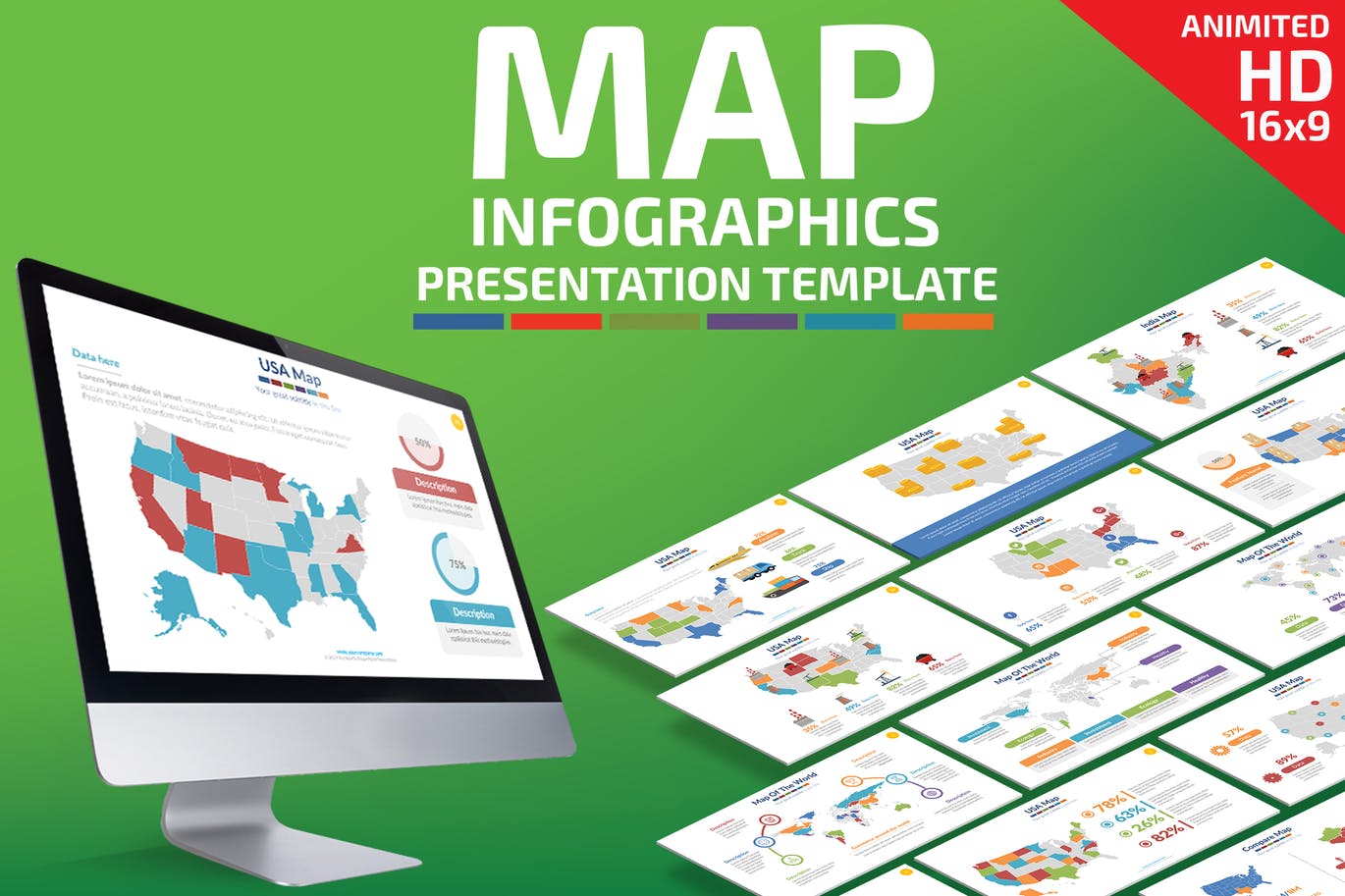 Map Infographic PowerPoint Presentation Template