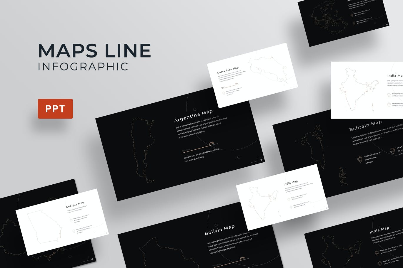 Maps Line - PowerPoint Infographics Slide
