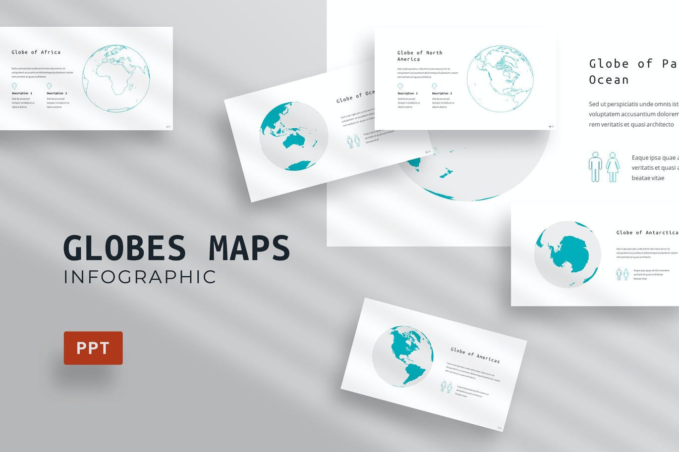 Globes Maps - PowerPoint Infographics Slide
