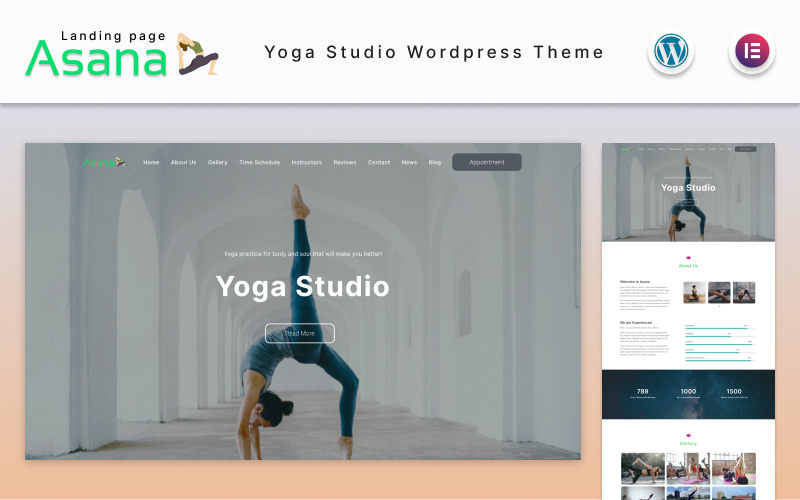 Asana - Yoga Studio Landing page with Blog WordPress Theme