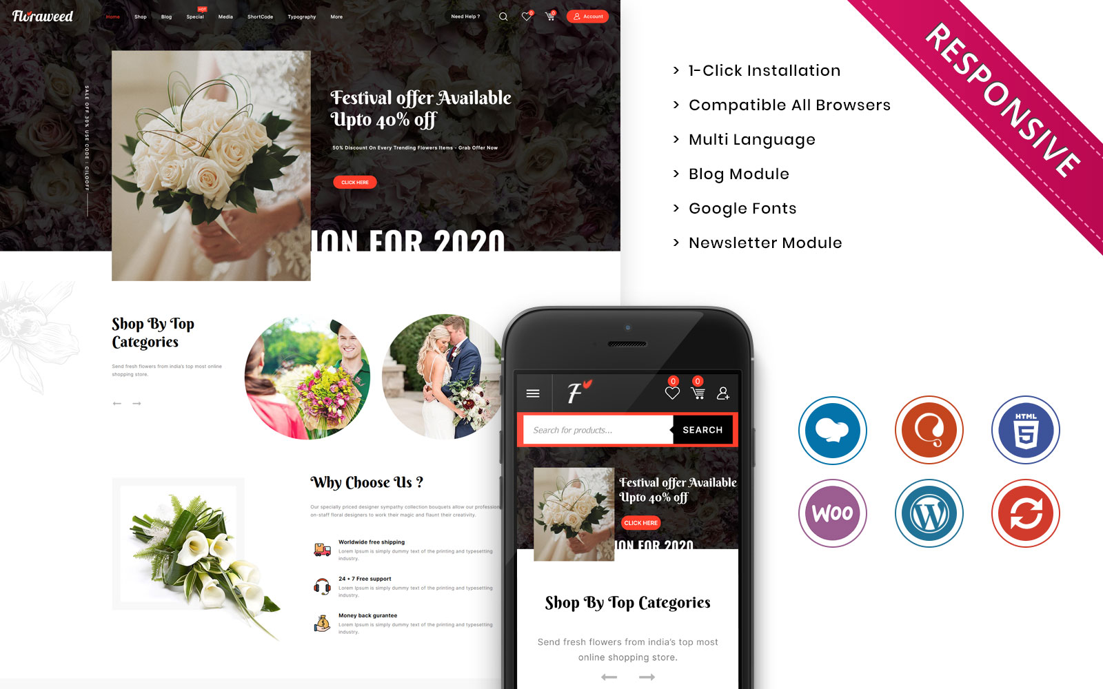 Floraweed - The Flower Store Responsive Woocommerce Template
