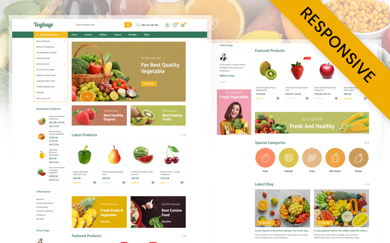 Vegbage - Organic Fruits and Vegetable Store Opencart Responsive Theme