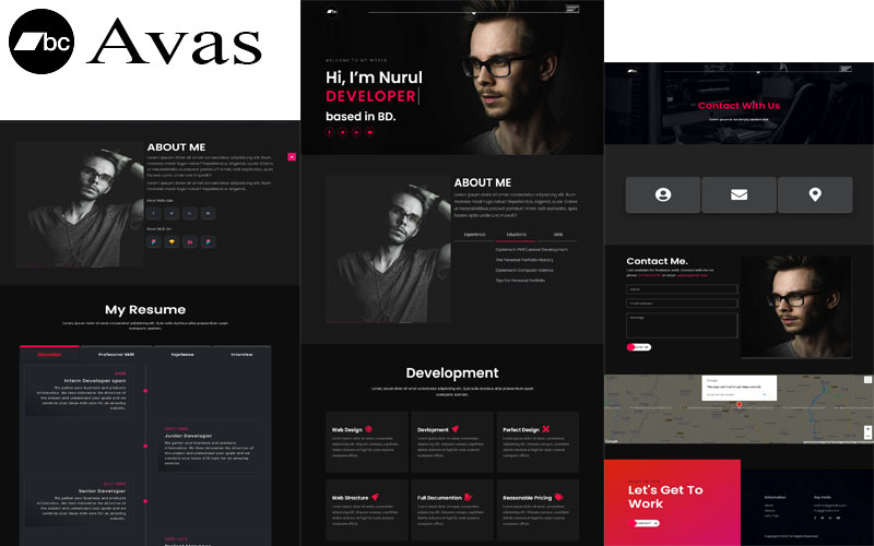 Avas Personal Portfolio HTML Template