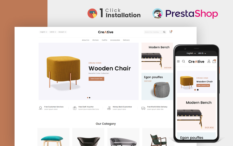 Creative Wood And Furniture Store Prestashop Theme
