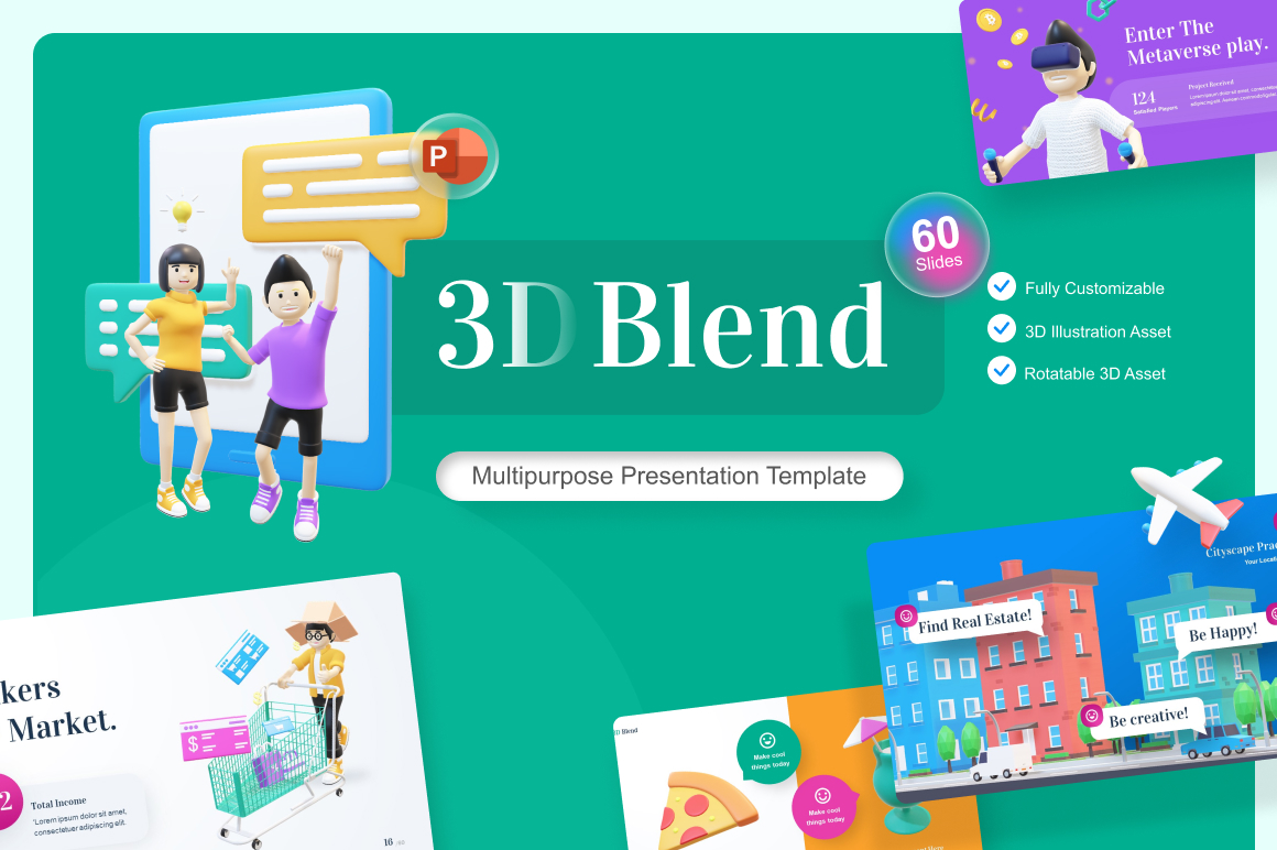 3D Blend Asset Creative PowerPoint Template