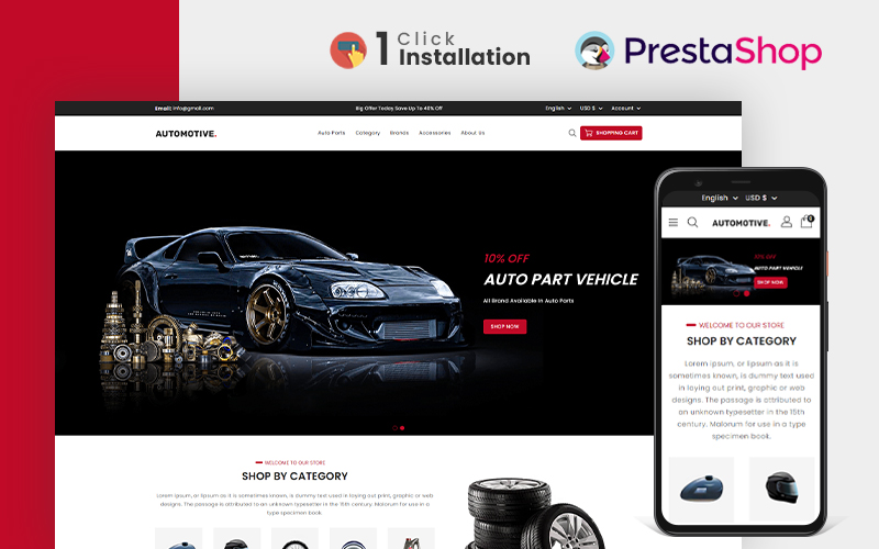 Automotive Auto Parts Store Prestashop Theme