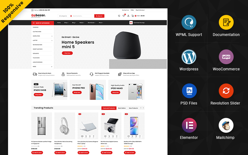Gobazar – Electronic Marketplace Elementor WooCommerce Store