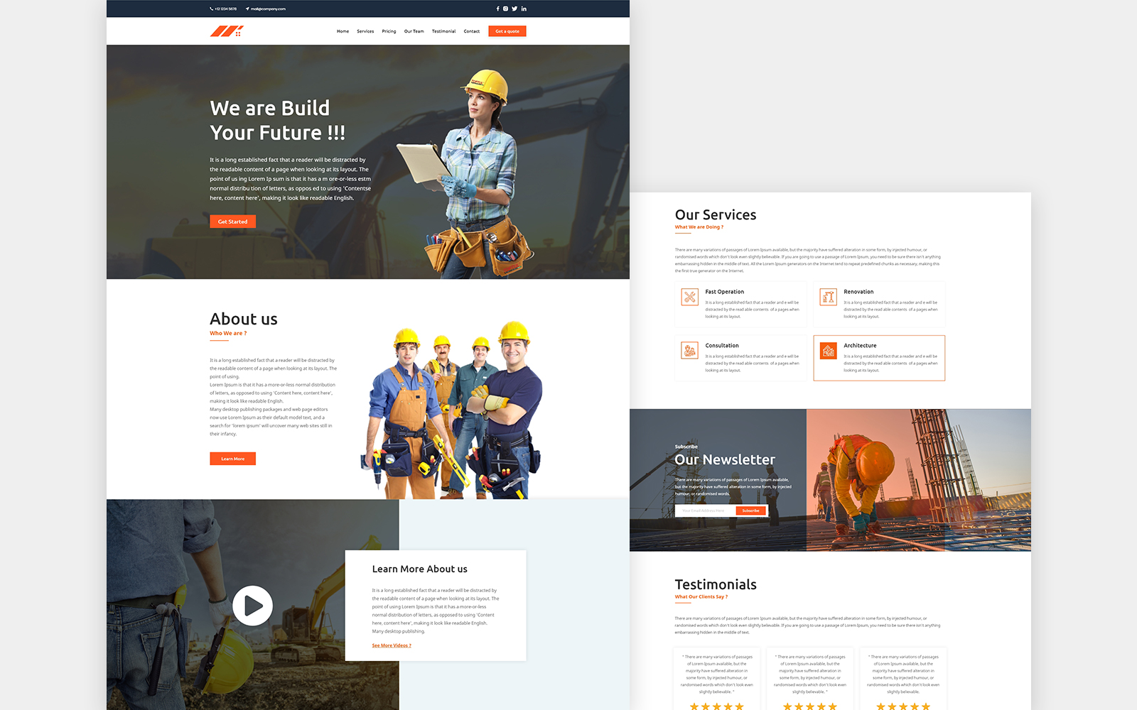 Constex – Construction Services One Page HTML5 Template