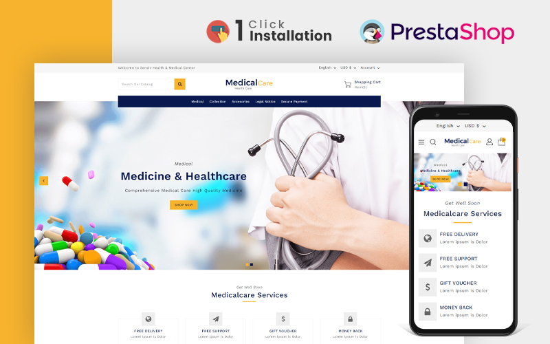 Medical Care Medicine Store Prestashop Theme