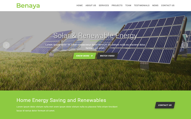 Benaya is a one page Solar Energy Company Template