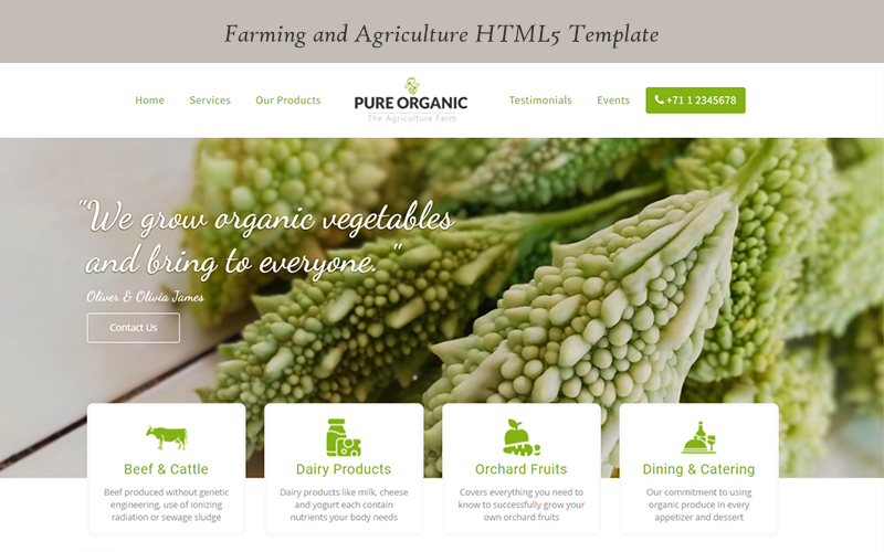 Pure Organic - Agriculture and Farming Landing Page Template