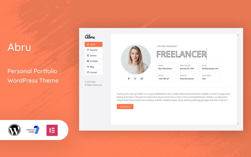 Abru - Personal and Portfolio WordPress Theme