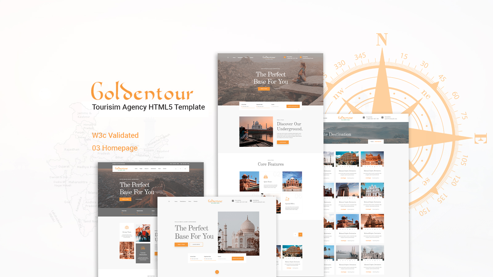 Goldentour Travel Agency and Tour Guide HTML5 Template