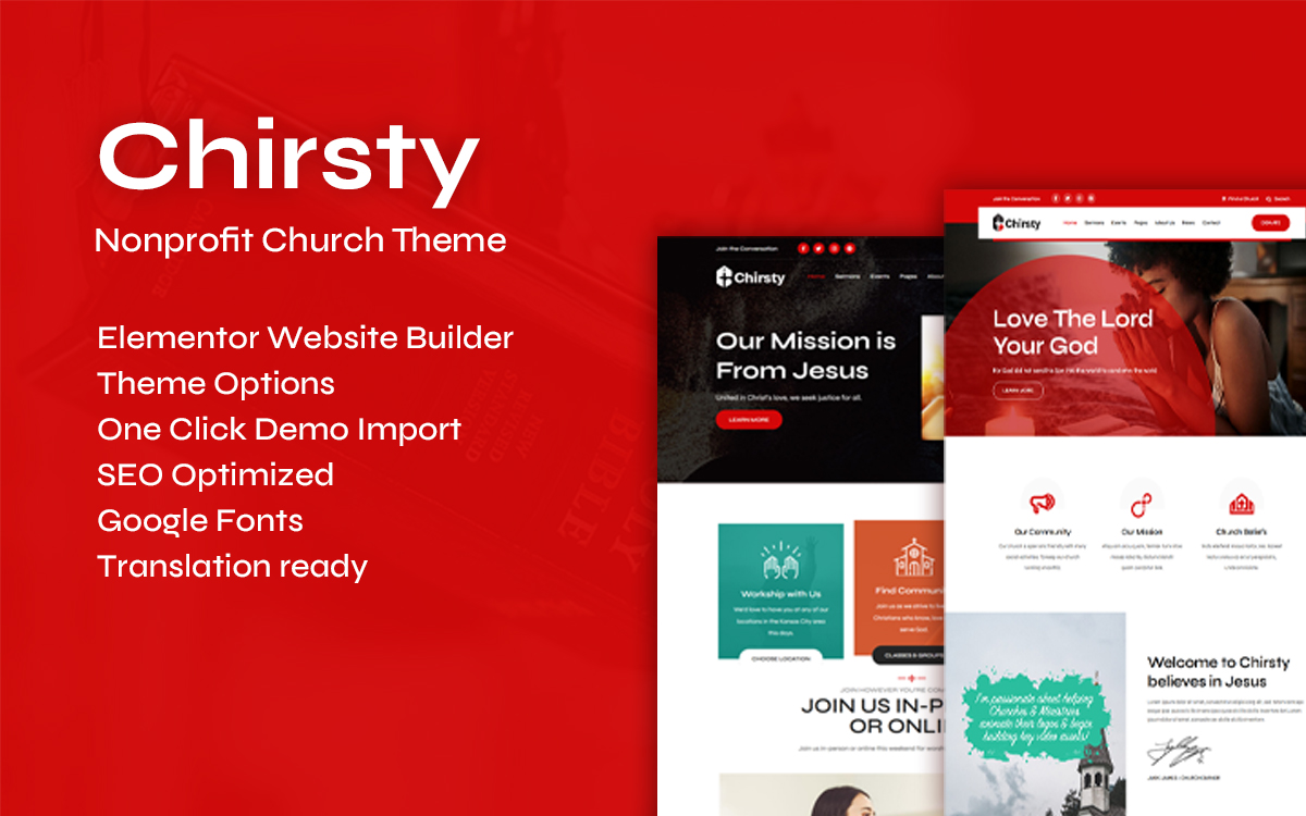 Chirsty - Multipurpose Nonprofit Church WordPress Theme