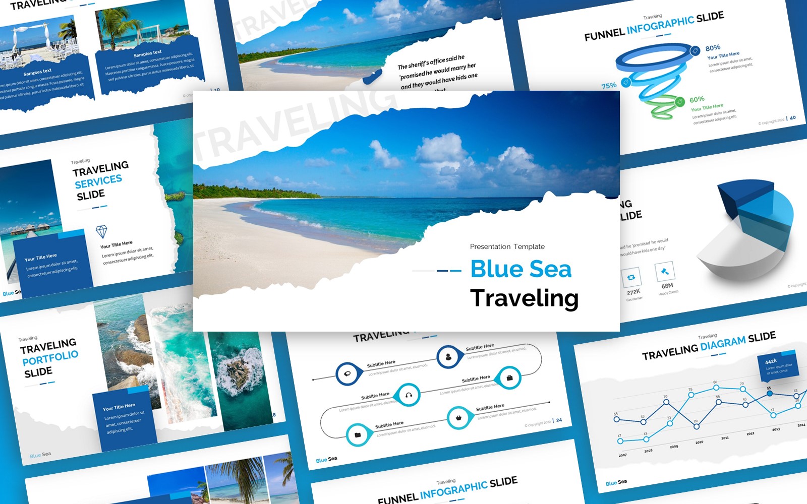 Blue Sea - Traveling Multipurpose PowerPointTemplate