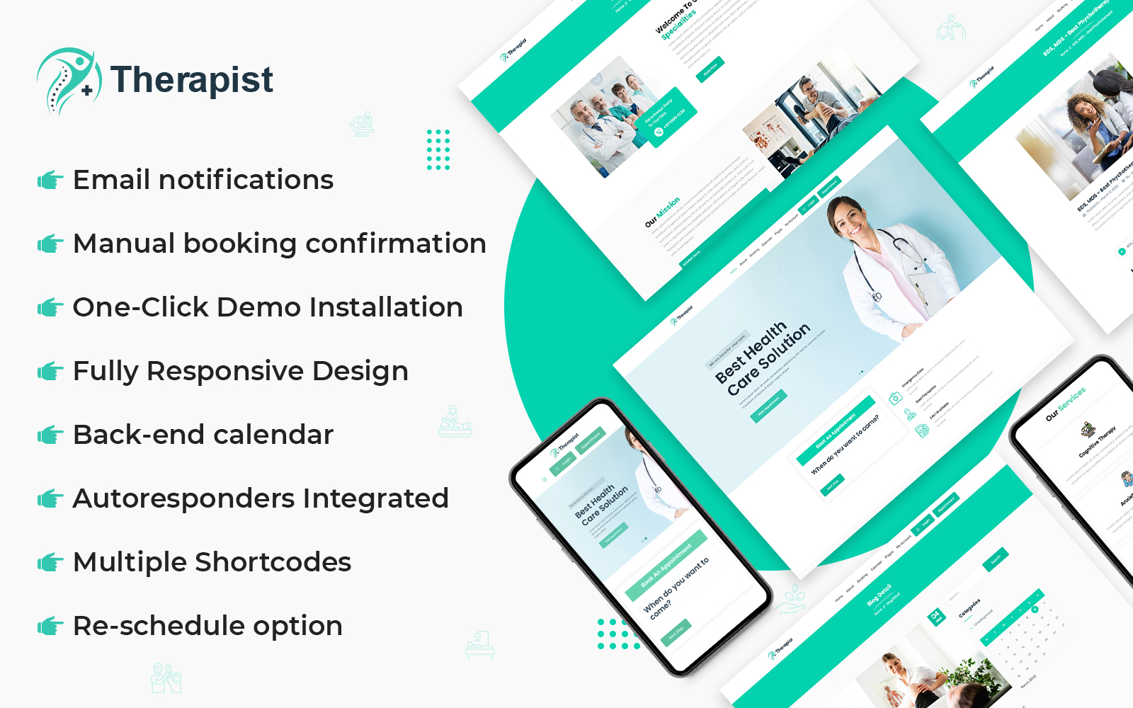 Therapist - Doctor Appointment Booking WordPress Theme