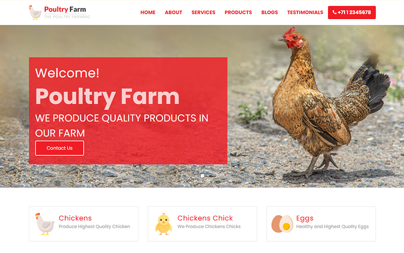 Poultry Farm Multipurpose Website Template