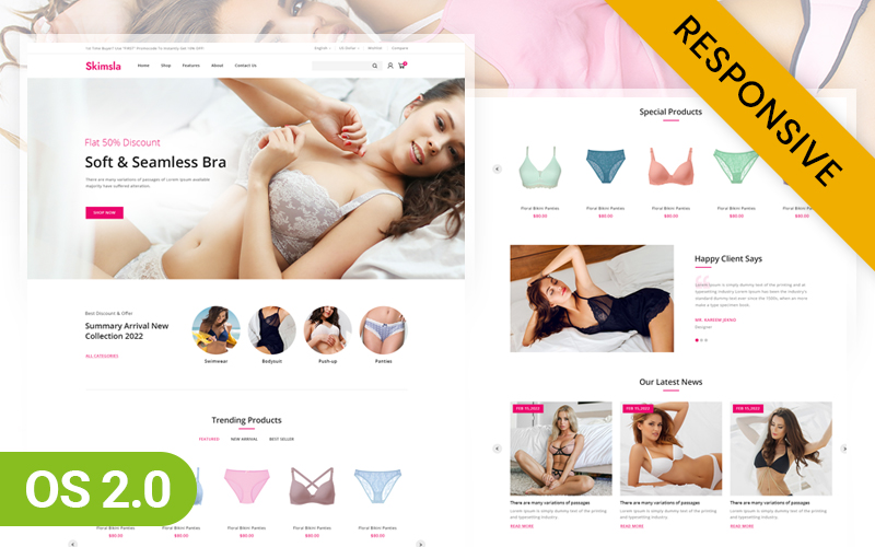 Skimsla - Lingerie Bikini Fashion Store Shopify 2.0 Theme